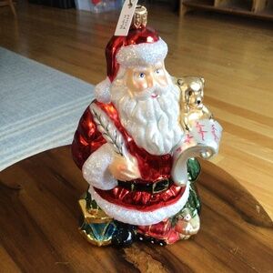 Glass Santa Ornament